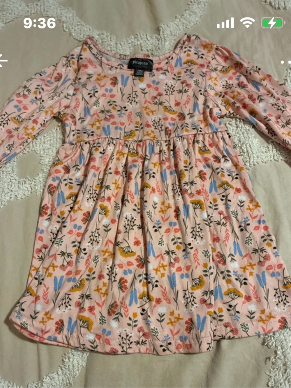 Picapino Pink Floral Long-Sleeve Girls' Dress
